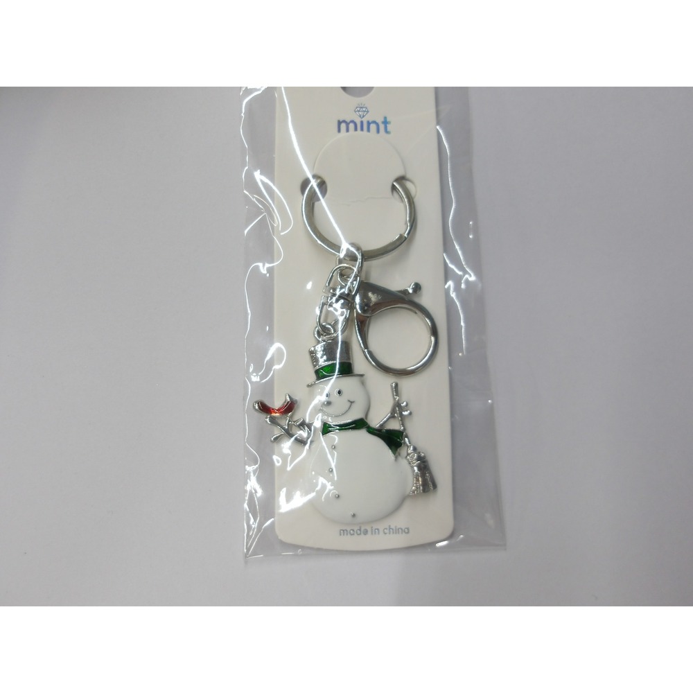 Mint Snowman Keychain Holiday Christmas Enamel Bag Charm / 26693